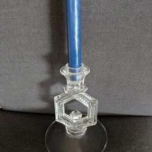 Vintage  Pressed Glass Candle Holder Holder